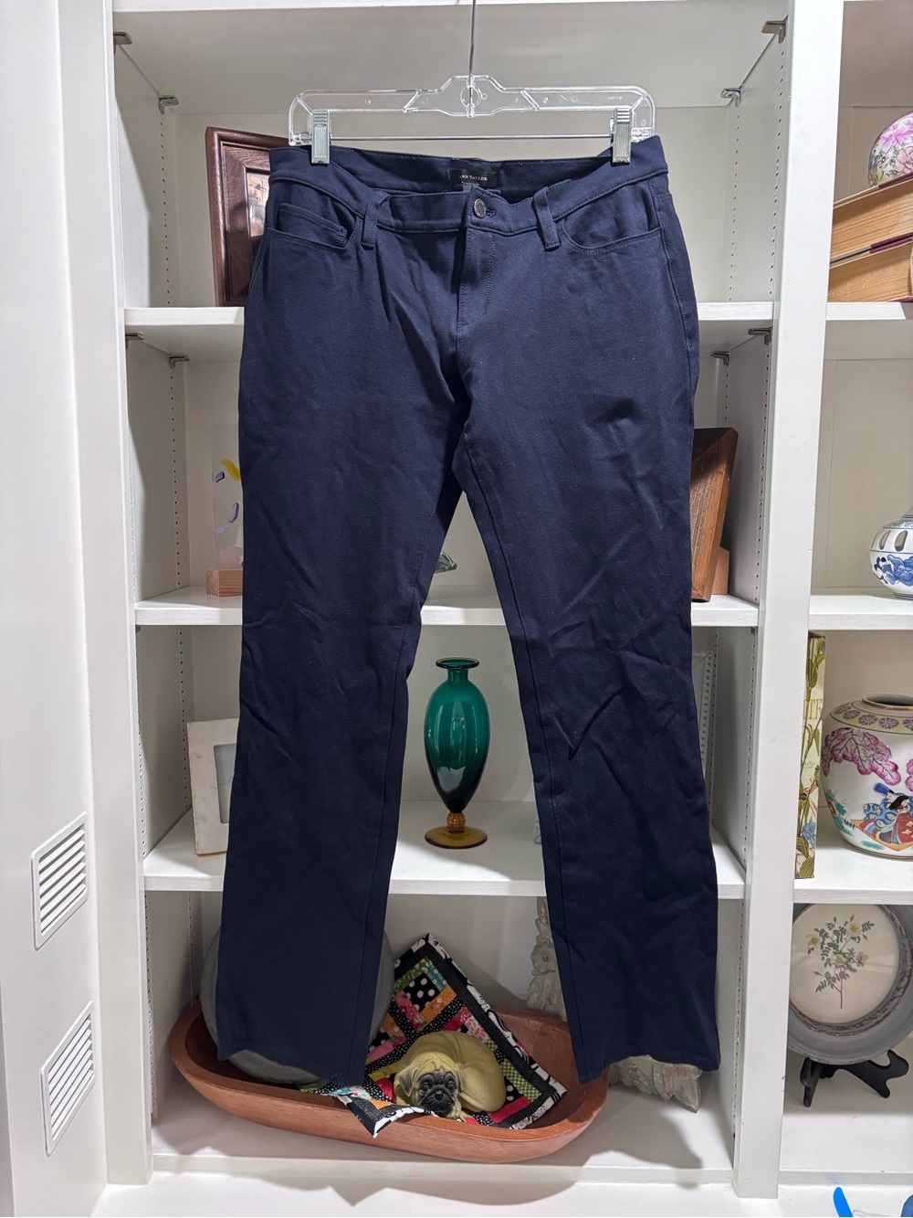 Ann Taylor Navy Straight-Leg Navy Blue Stretch Pants Sz 8